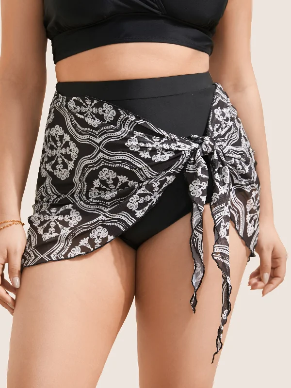 Machine - washable  Bandana Print Patchwork Bowknot Swim Bottom