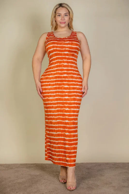 Body - enhancing  Plus Size Tie Dye Printed Tank Bodycon Maxi Dress