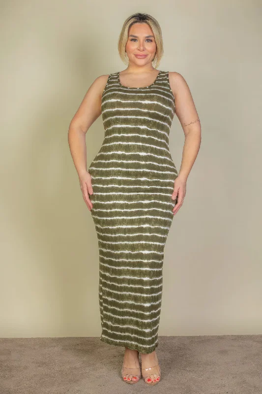 Voguish  Plus Size Tie Dye Printed Tank Bodycon Maxi Dress