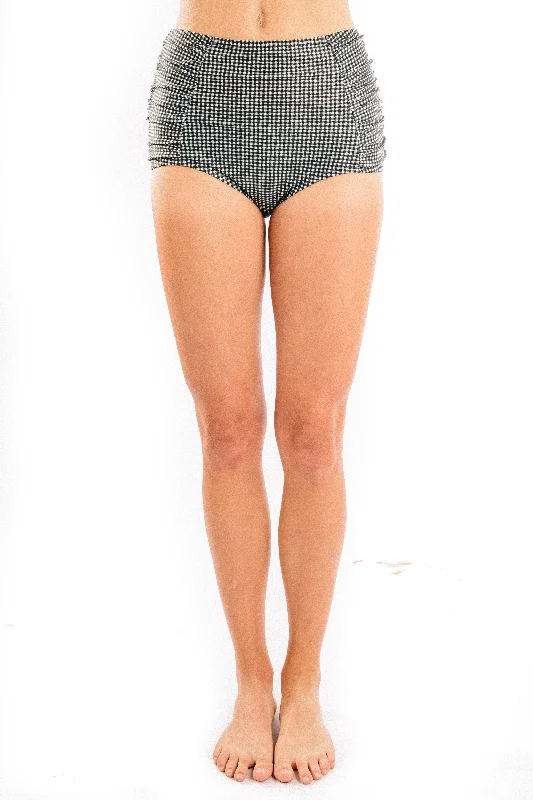 Conspicuous  high waist shirred in b&w gingham