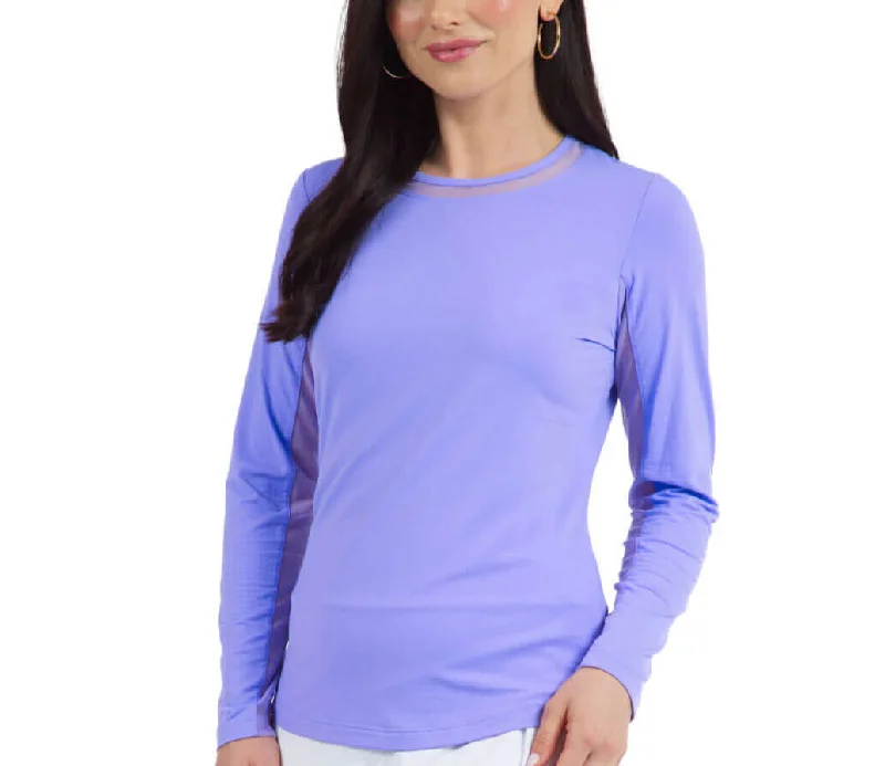 Odor - proof  IBKUL Womens Long Sleeve Crew Solid Top - Lavender