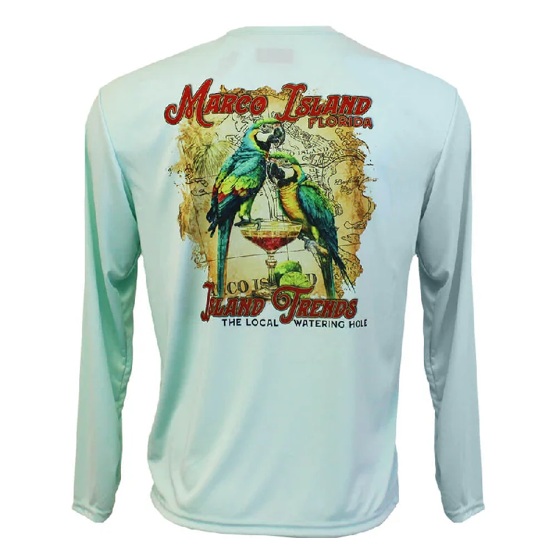 UV - blocking  Island Trends Parrot Margarita Long Sleeve Performance T-Shirt - Mint Green
