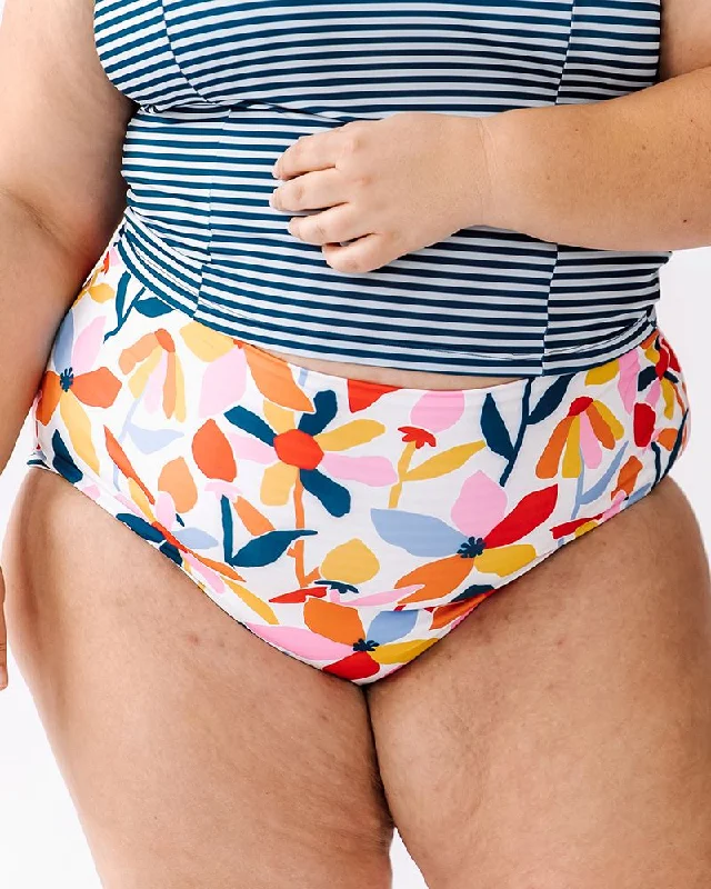 In - vogue  June Floral/Indigo Stripe Reversible Ultra High-Waist Bottom