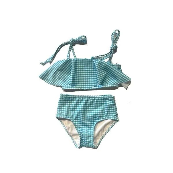 Quick - drying  Kidpole Girls Two-Piece Mint Gingham Bikini