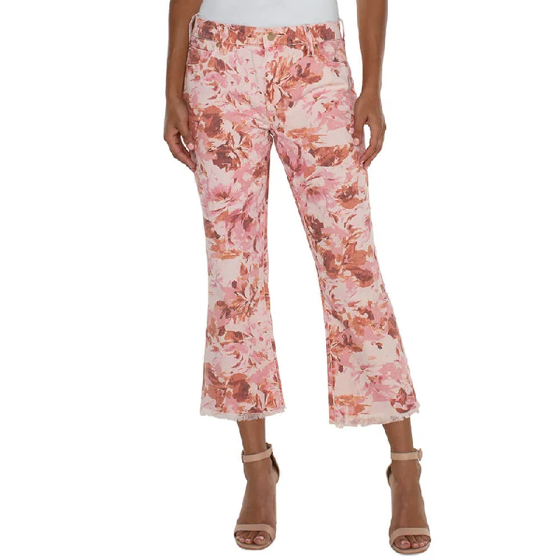All - occasion  Liverpool Hannah Cropped Flare With Fray Hem - Pink Floral