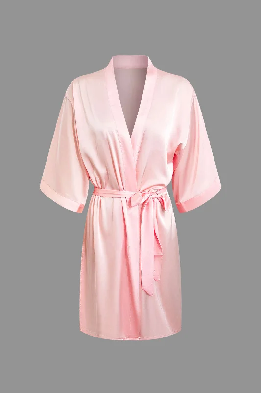 Satin Kimono Robe With Waist Tie