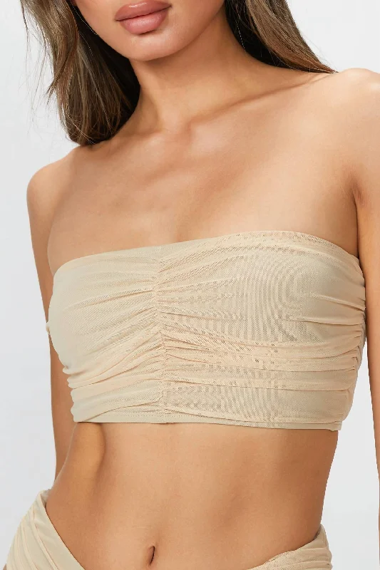 Hip - hugging  Mesh Delrey Top In Sand