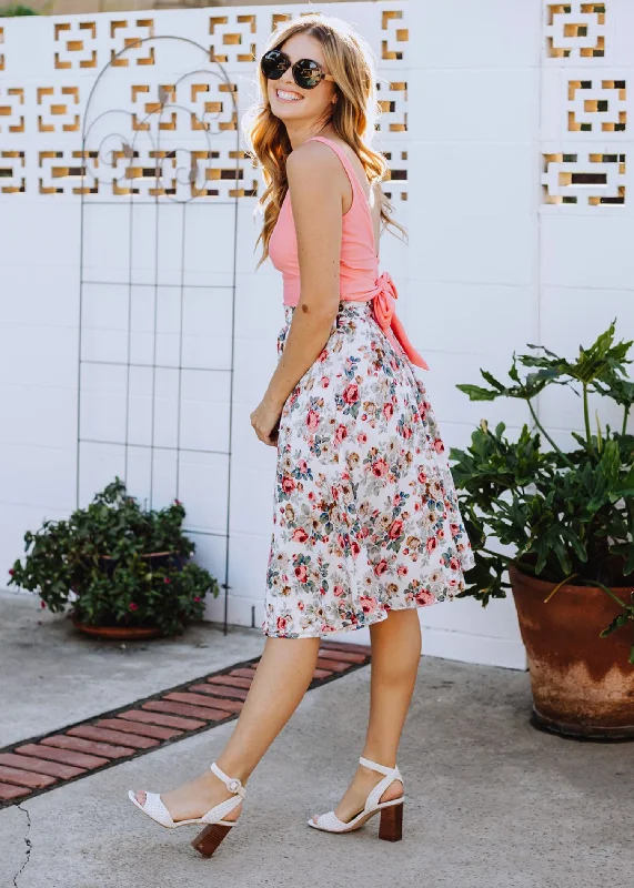 Eye - catching  midi skirt in ivory fleur