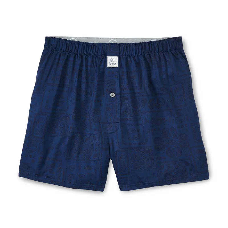 Breathable - fabric  Peter Millar Delos Paisley Performance Boxers - Navy