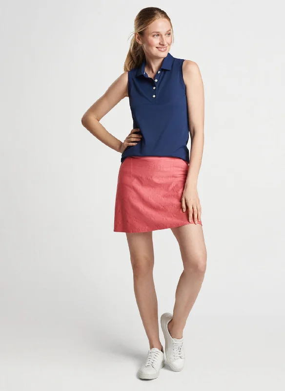 Hip - hugging  Peter Millar Women's Banded Sport Mesh Sleeveless Button Polo Top - Navy*