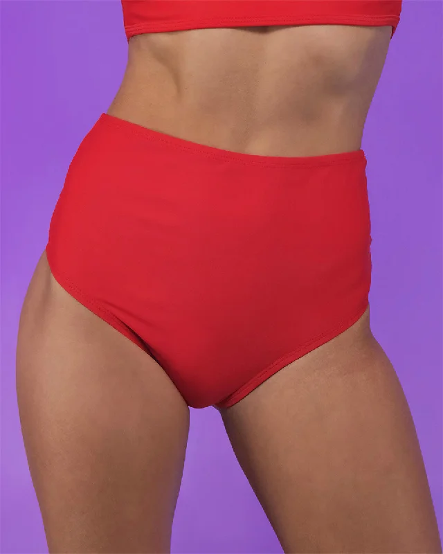 UV - blocking  Red High Waist Shorts