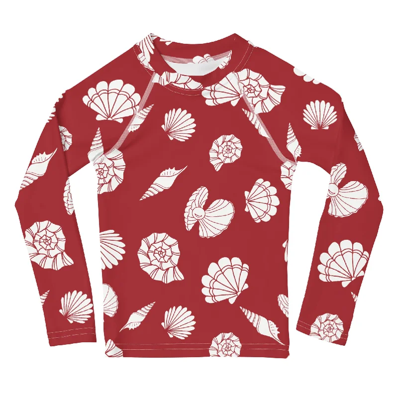 Statement - making  Red Seashells - Toddler Rash Guard