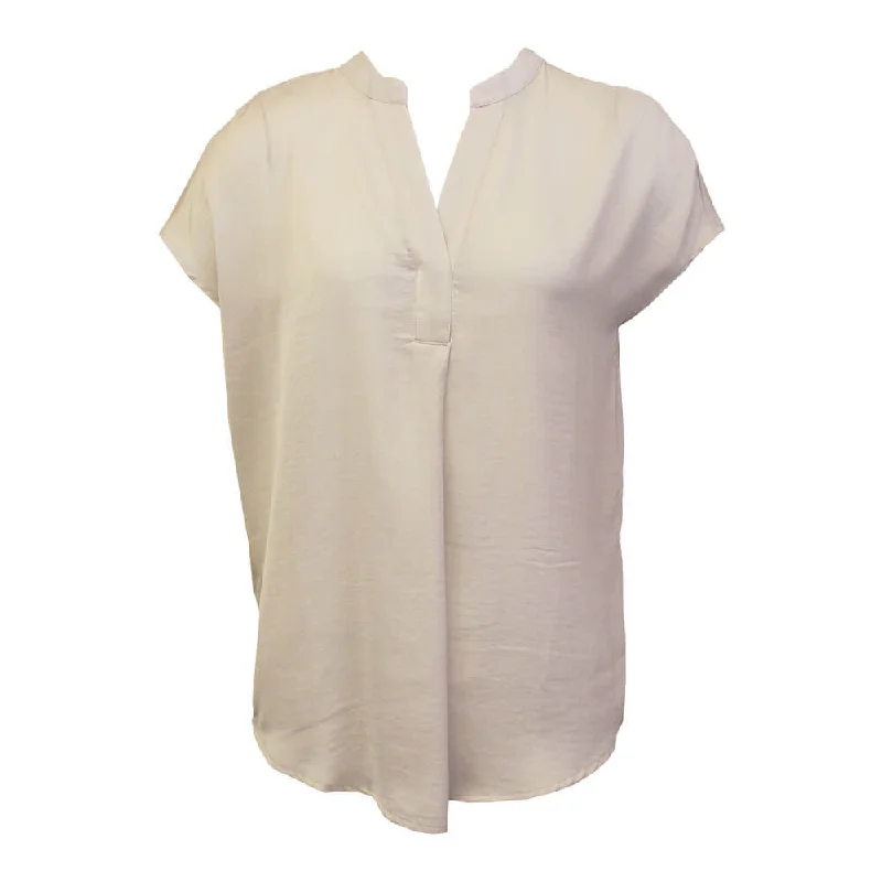 Glamour - infused  Renuar Airflow Cap Sleeve Blouse - Oyster