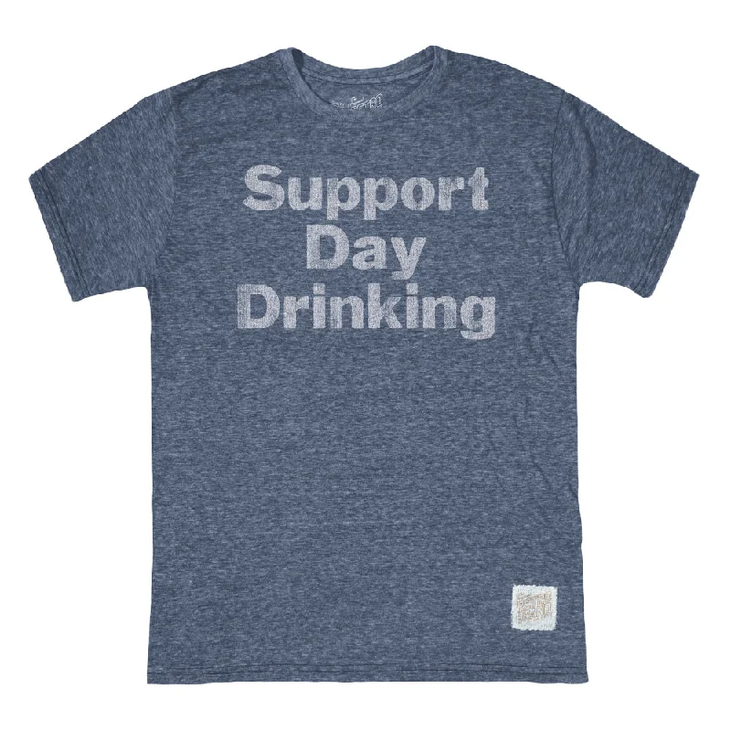 Flattering - fit  Retro Brand Support Day Drinking Tri-Blend Unisex T-Shirt - Navy