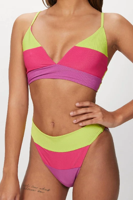 Contemporary - fashion  Riza Top In Lime Punch Colorblock