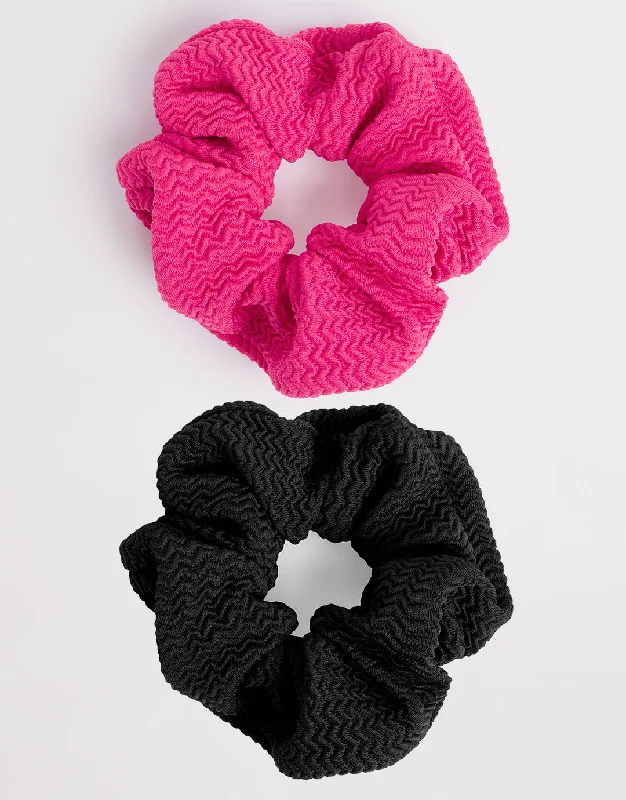 Breath - easy  Sea Dive Scrunchy 2 Pack - Fuchsia Rose and Black