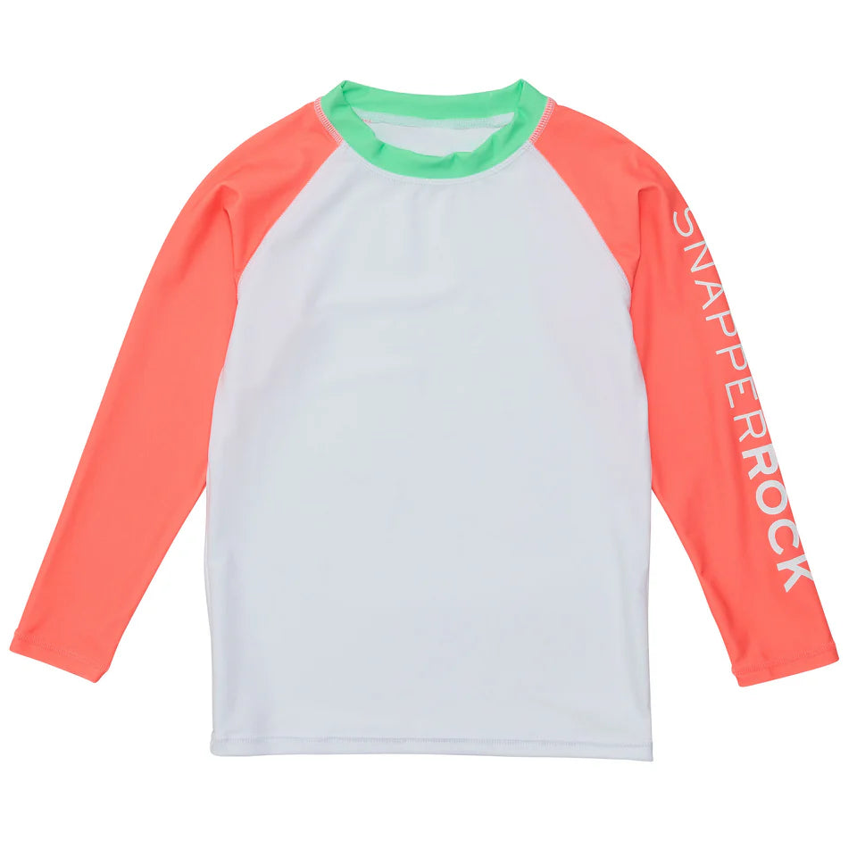 Light - weight  Snapper Rock White Coral Sleeve Sustainable Rash Top