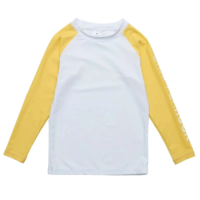 Voguish  Snapper Rock White Yellow Sustainable Long Sleeve Rash Top