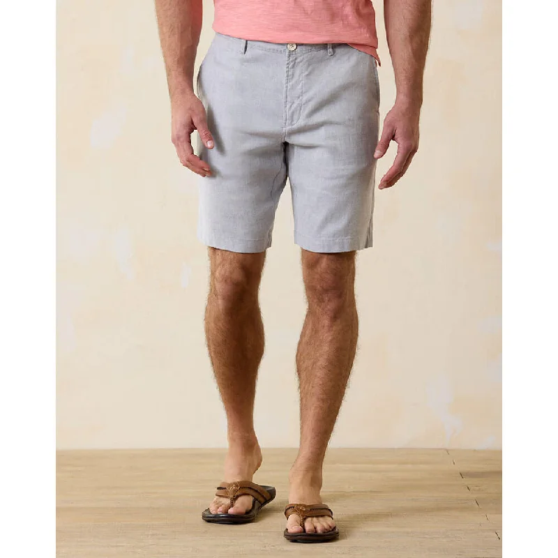 Bohemian - influenced  Tommy Bahama 10-Inch Beach Coast Linen Flat Front Shorts - Storm Gray