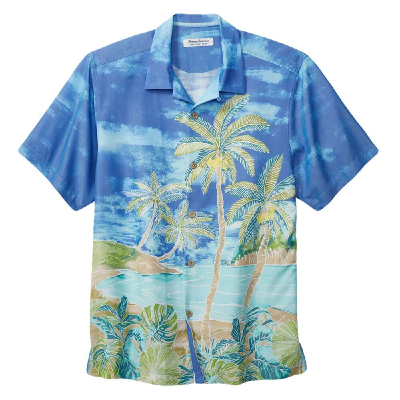 Bohemian - influenced  Tommy Bahama Coconut Point Hidden Oasis Camp Shirt - Summer Aqua