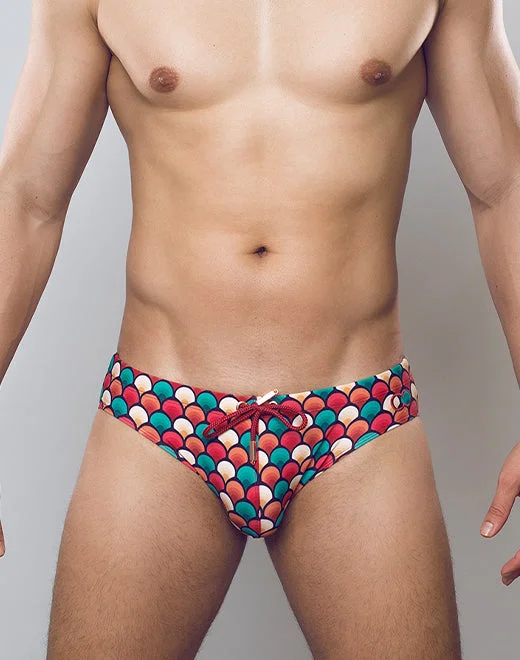 Breath - easy  V10 Print Swim Brief - Retro Red