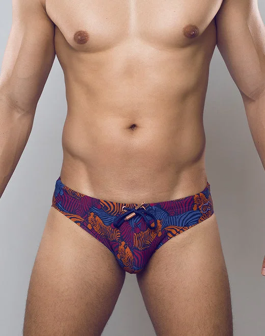 Conspicuous  V10 Print Swim Brief - Stallion Navy