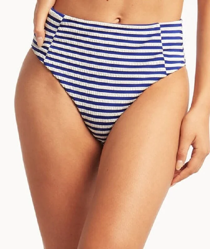 Color - coordinated  Sea Level Capri Retro High Waist With Panels Brief - Royal