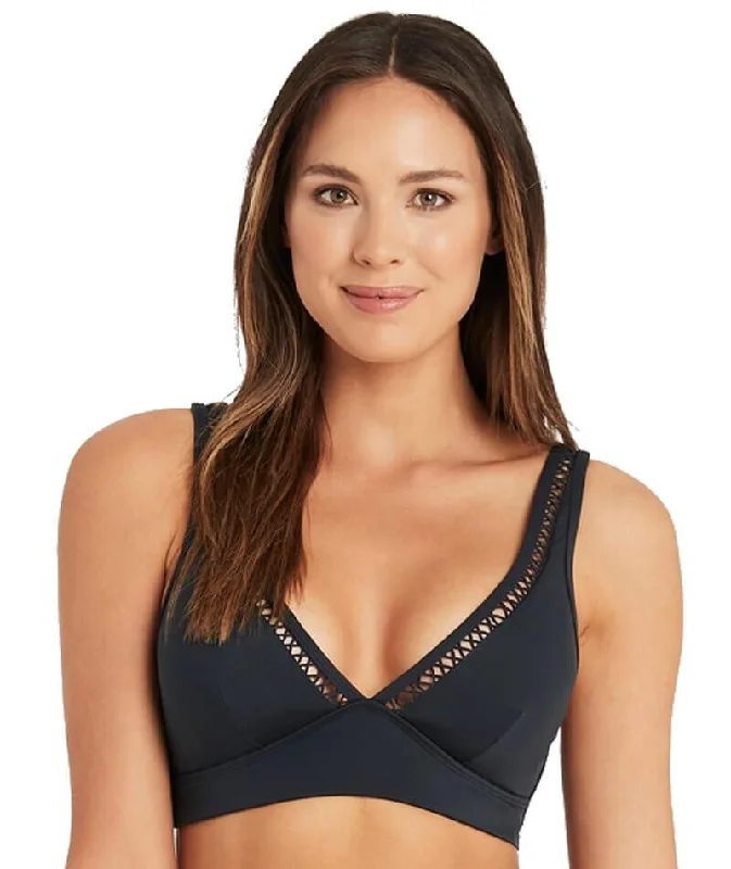 Bust - supporting  Sea Level Lola Shimmer Triangle Bikini Top - Charcoal